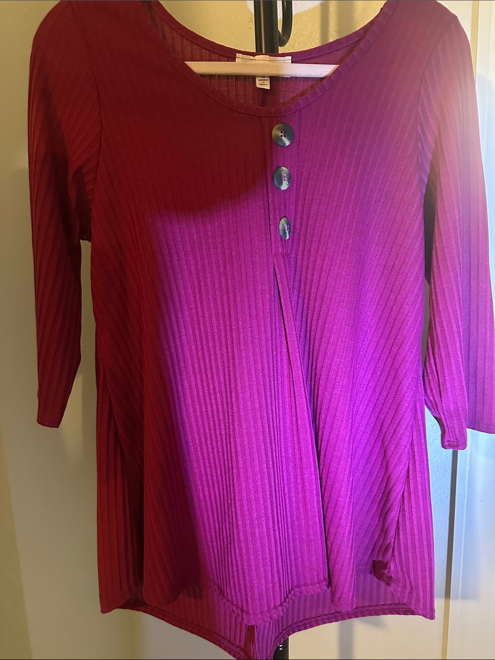 Star Vixen Ribbed Tunic Top in Deep Magenta
